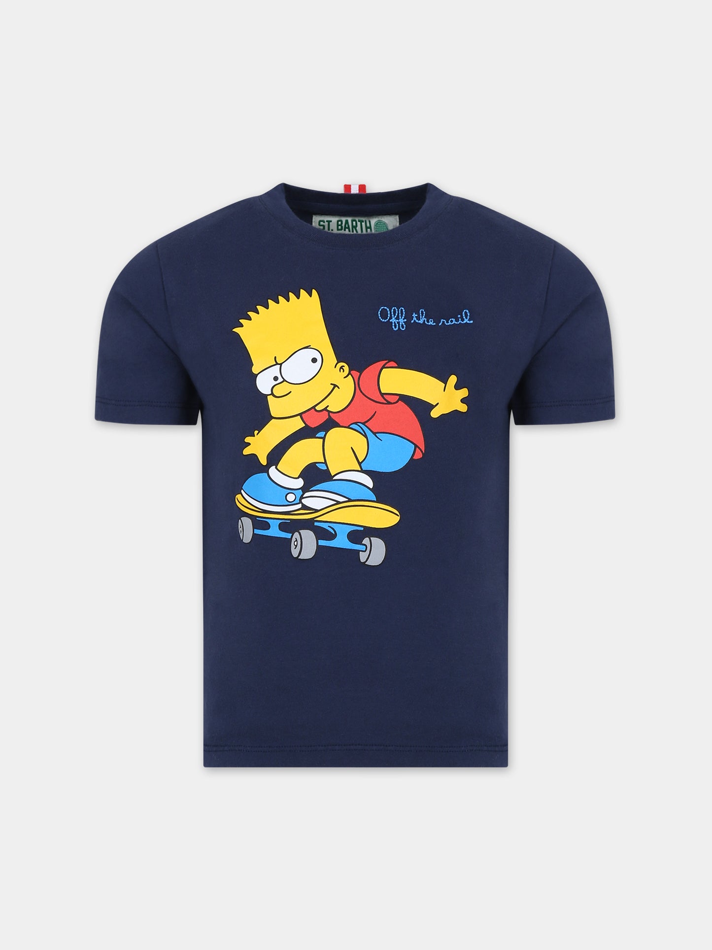 T-shirt blu per bambino con stampa Bart Simpson,Mc2 Saint Barth,CAMERON BART SKATE 61 EMB