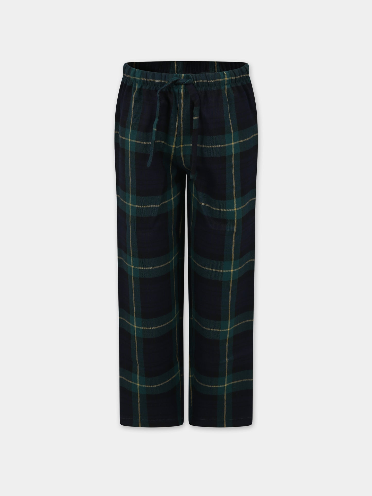 Pantaloni pigiama verdi per bambino con logo,Mc2 Saint Barth,HYPNOS TARTAN CHECK 6157