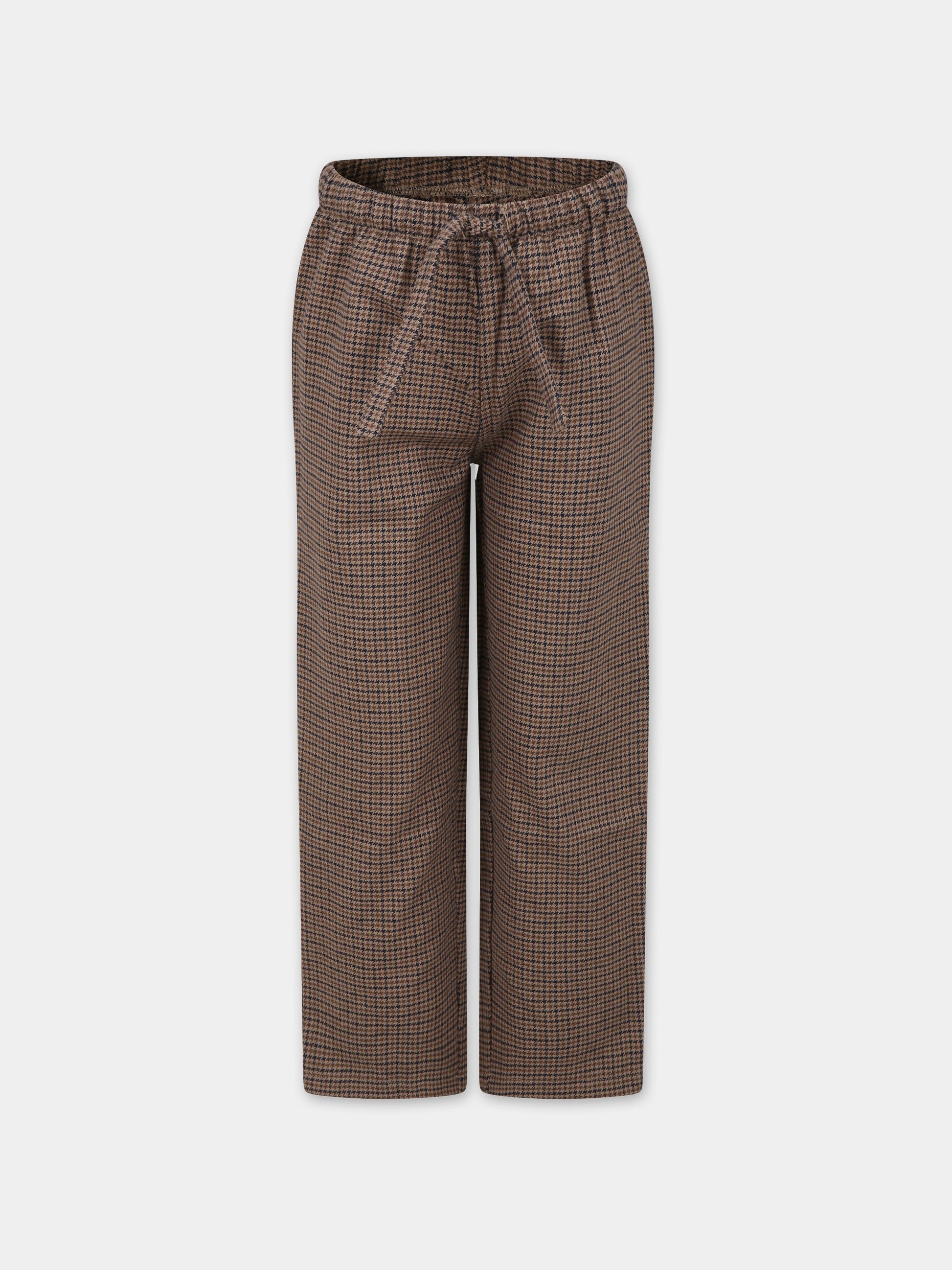 Pantaloni pigiama beige per bambino con logo,Mc2 Saint Barth,HYPNOS CHECK MINI 6181