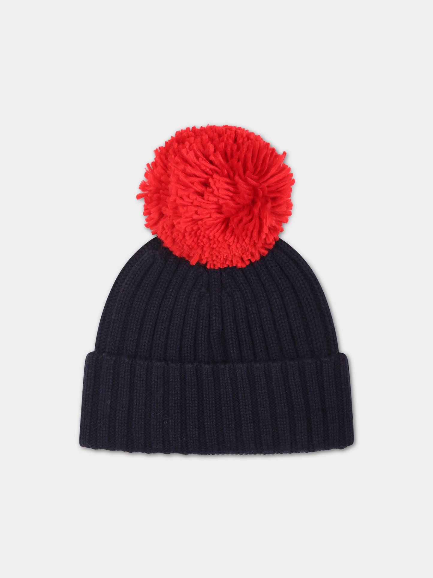 Berretto blu per bambini con pompon,Mc2 Saint Barth,WENGEN JR P SB 6141 EMB