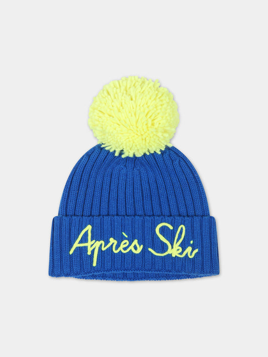 Berretto azzurro per bambini con pompon,Mc2 Saint Barth,WENGEN JR P APRES SKI 1794 EMB
