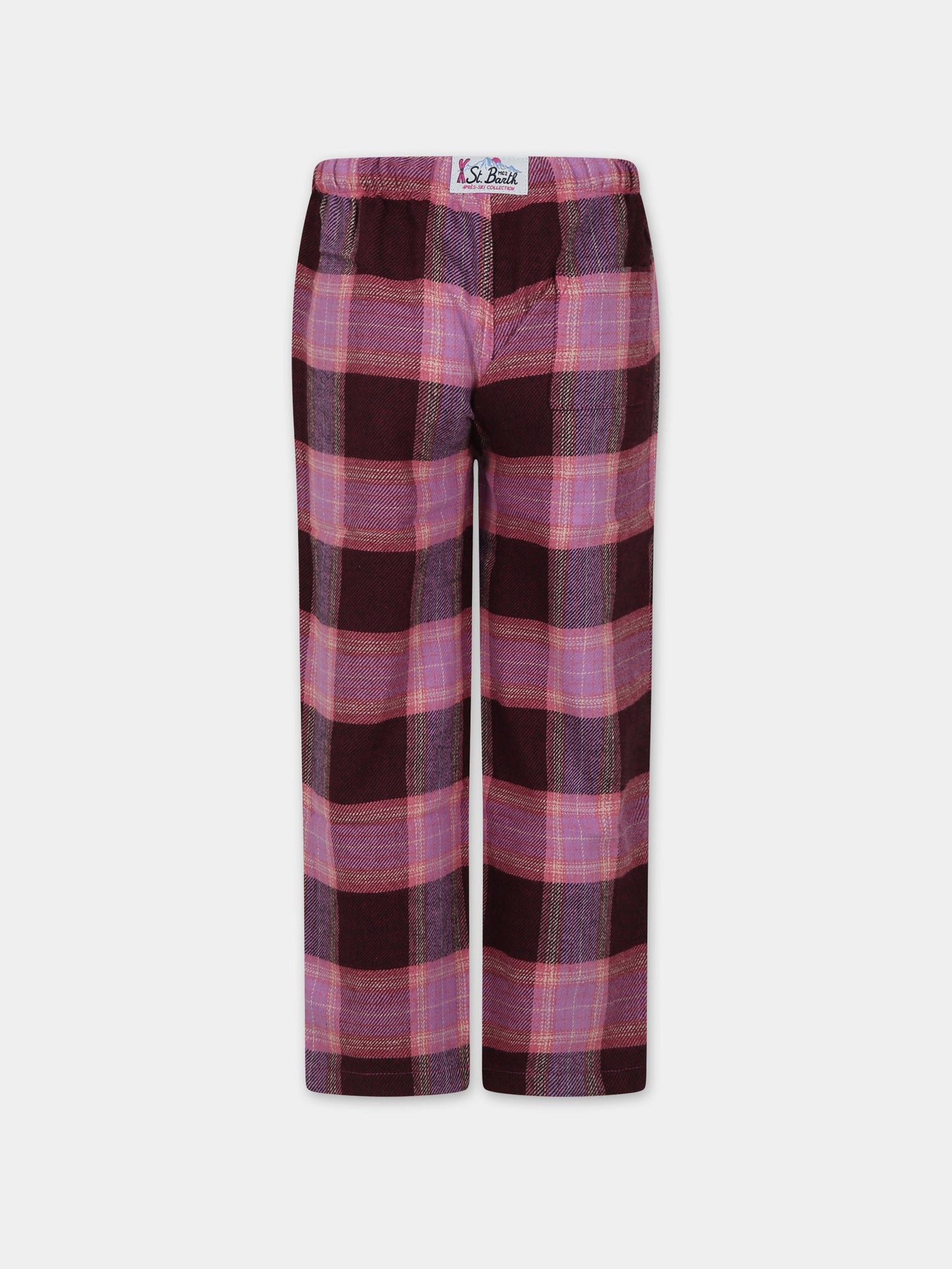 Pantaloni pigiama rosa per bambina con logo,Mc2 Saint Barth,HYPNOS G TARTAN 2445