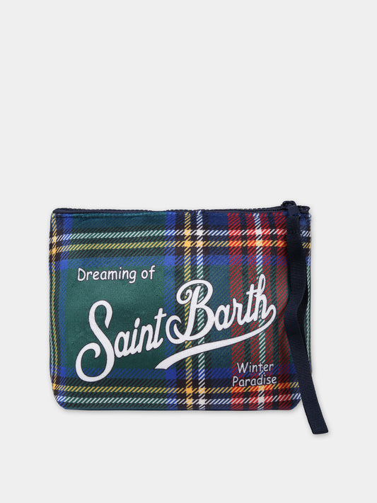 Pochette verde per bambina con logo,Mc2 Saint Barth,ALINE W TARTAN TRTN51