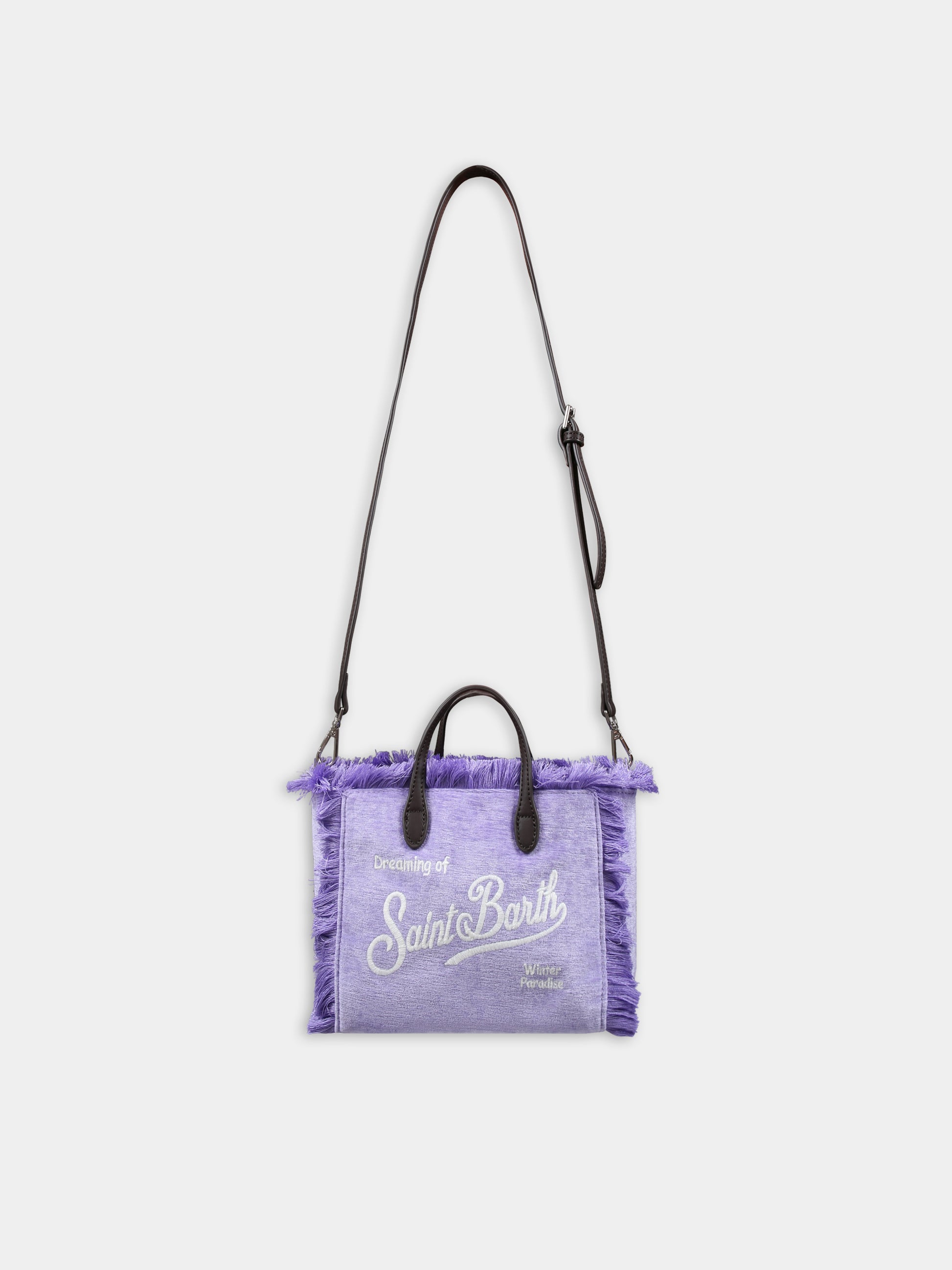 Borsa viola per bambina con logo,Mc2 Saint Barth,VANITY MINI W VELVET CHINE 24 EMB