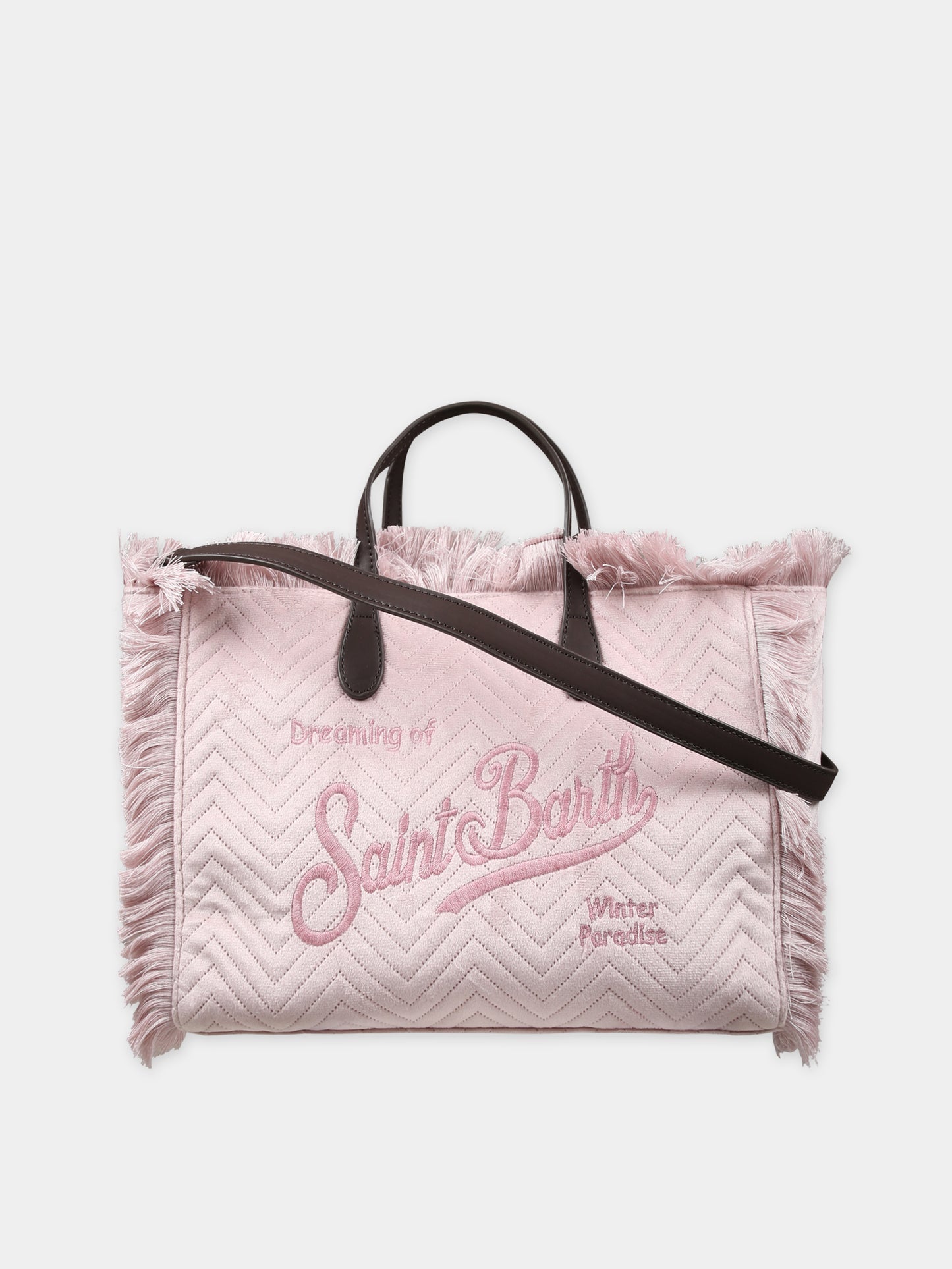 Borsa rosa per bambina con logo,Mc2 Saint Barth,COLETTE W VELVET QUILT HB 20 EMB