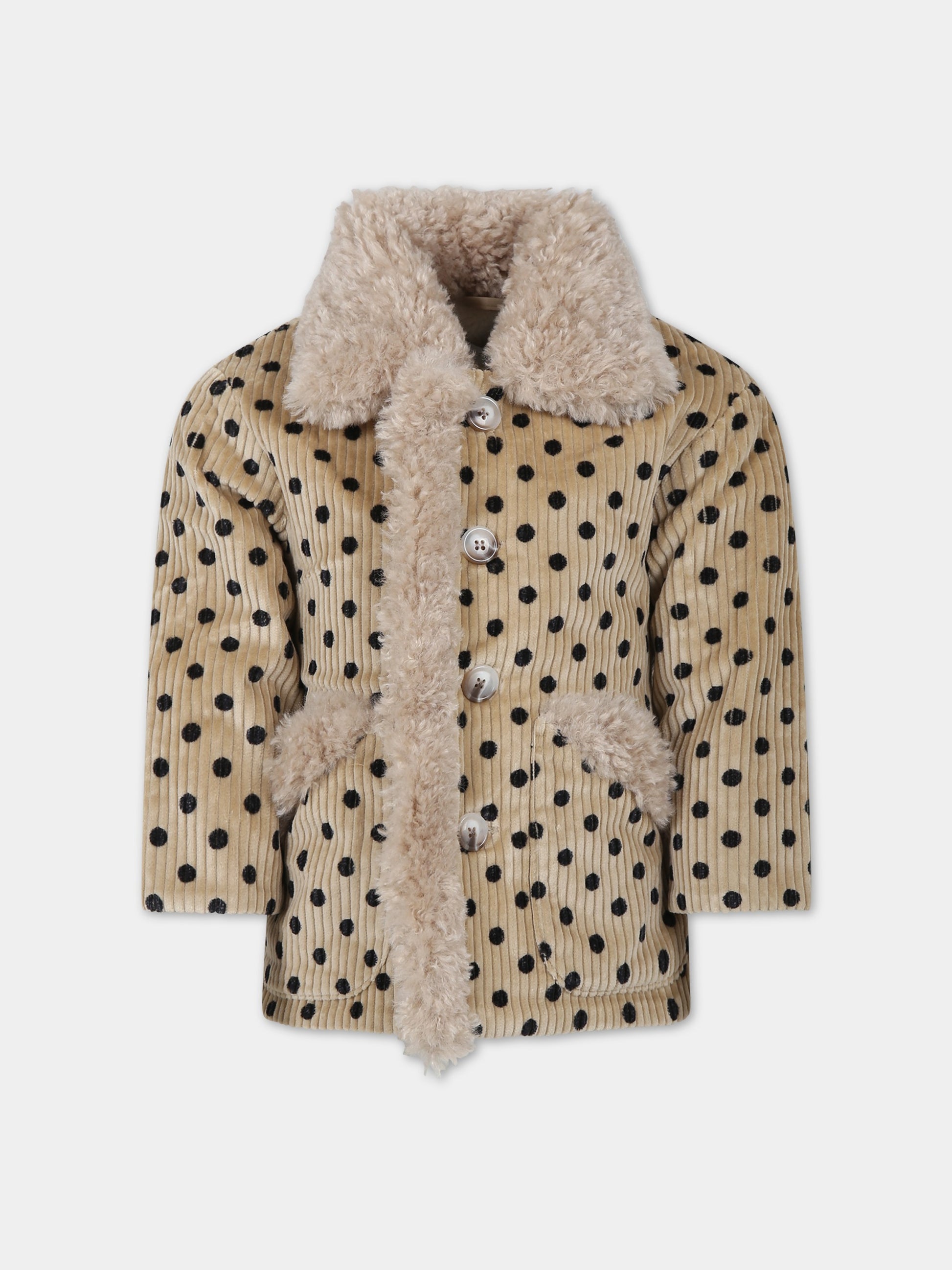 Giacca beige per bambina con pois,Paade Mode,234190320
