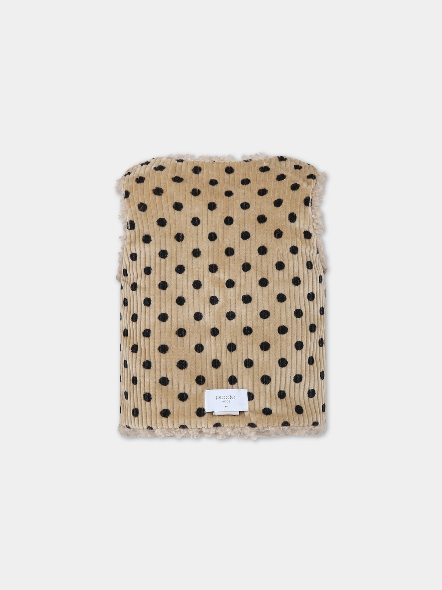 Gilet beige reversibile per bambina con pois,Paade Mode,234231555