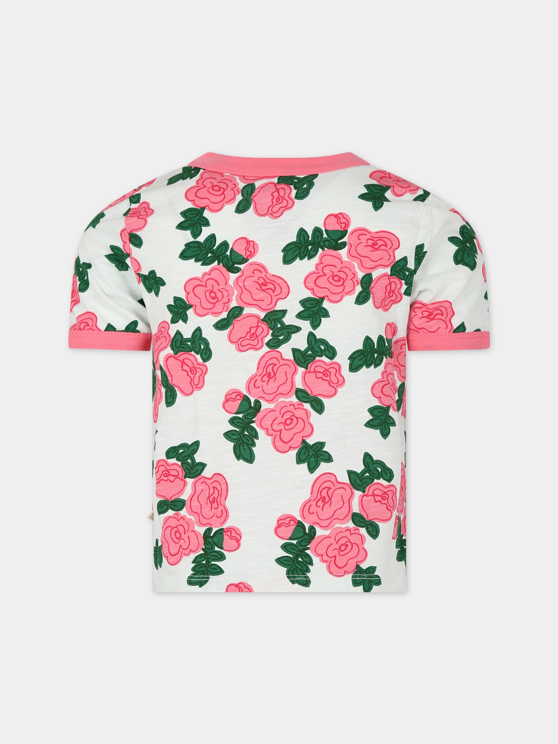 T-shirt bianca per bambina con rose,Mini Rodini,2412012228