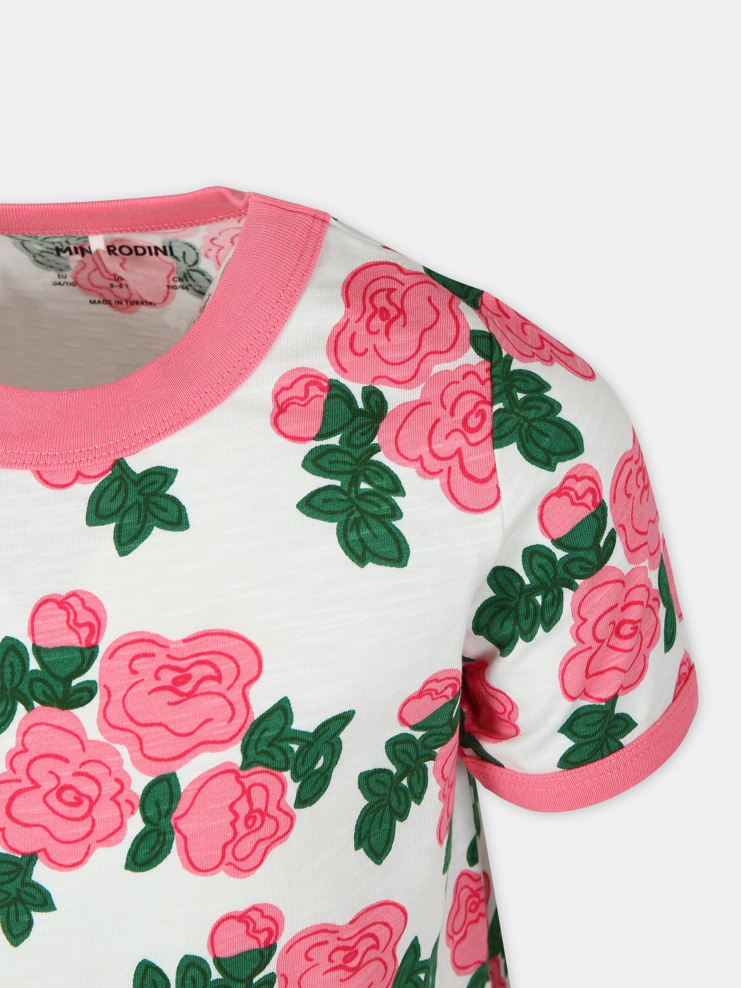 T-shirt bianca per bambina con rose,Mini Rodini,2412012228