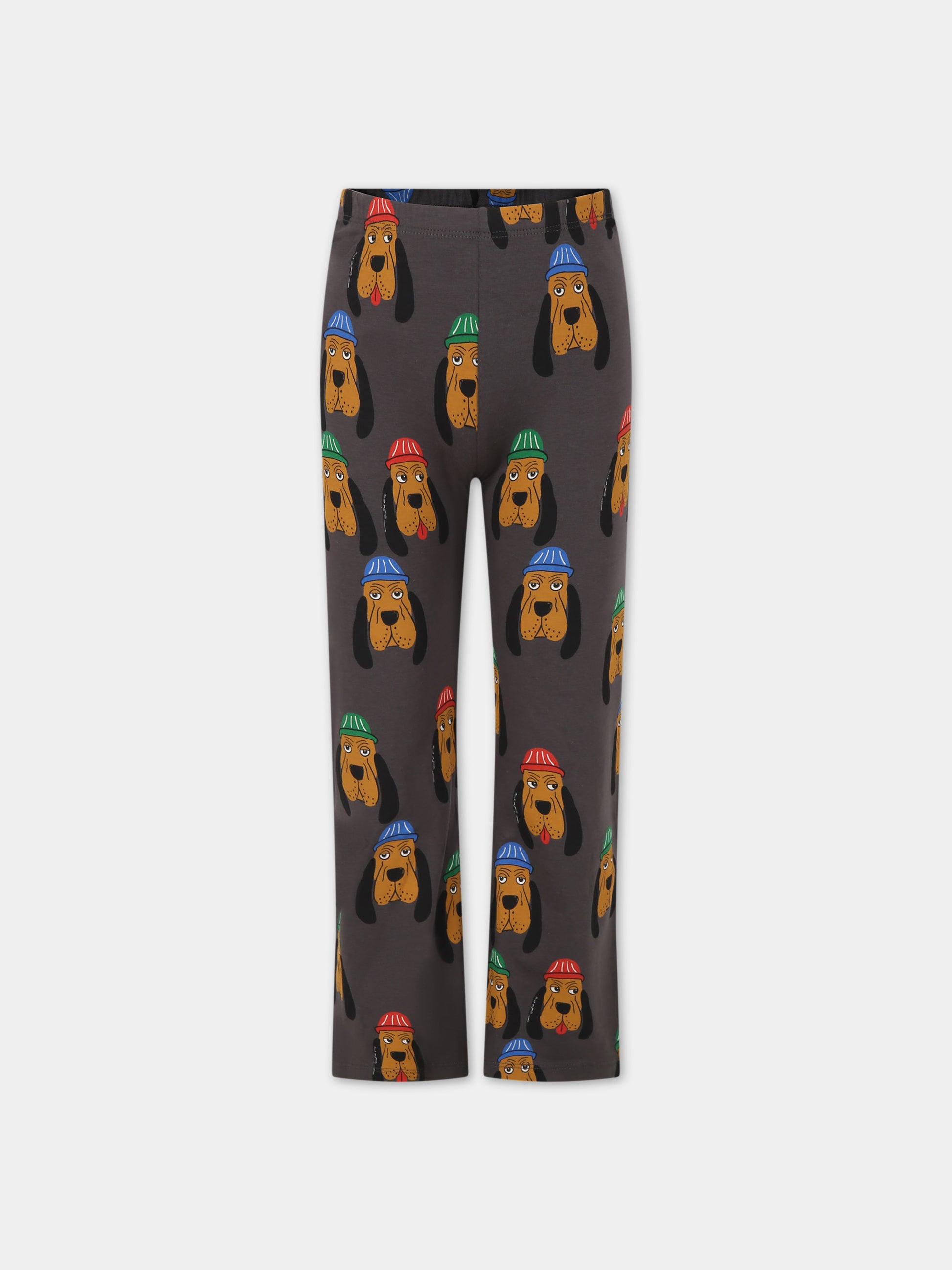 Pantaloni grigi per bambina con cani,Mini Rodini,2413011097