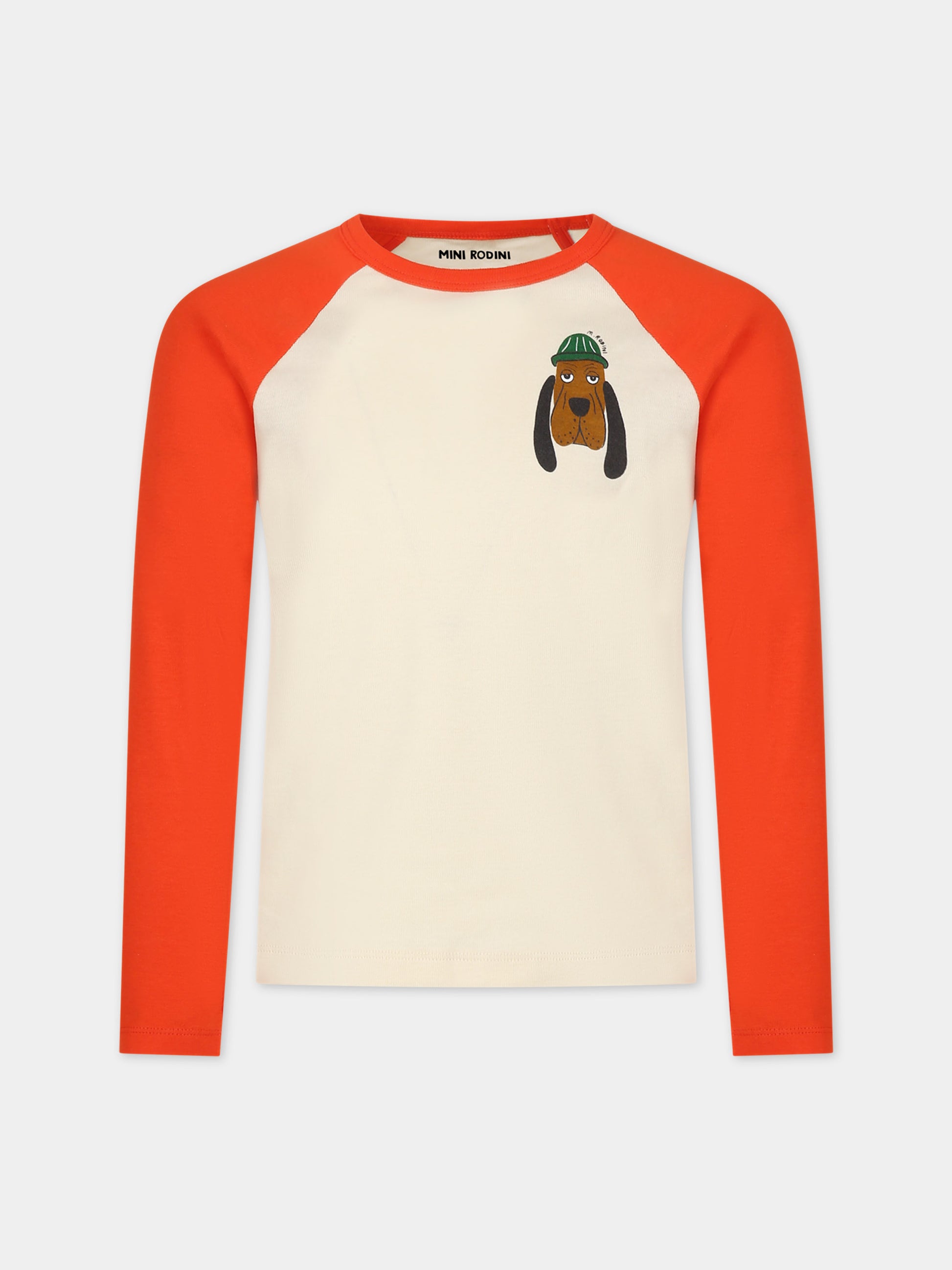 T-shirt avorio per bambini con cane,Mini Rodini,2412013842