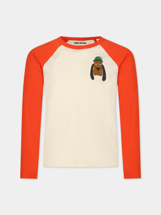 T-shirt avorio per bambini con cane,Mini Rodini,2412013842