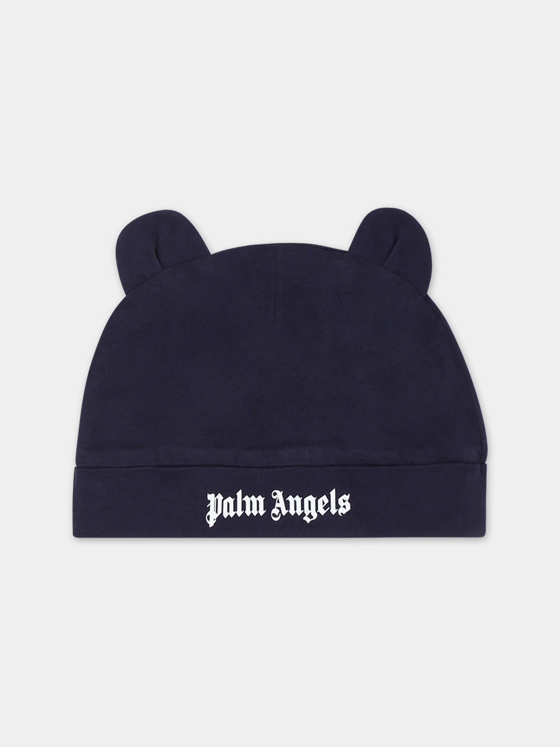 Set blu per neonati con logo e orso,Palm Angels,PB2X009F23JER0014601