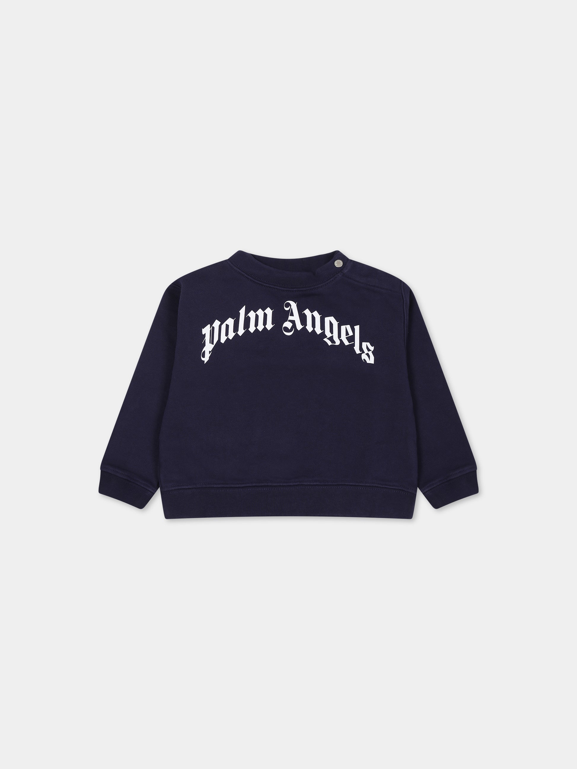 Felpa blu per neonato con logo,Palm Angels,PBXC001F23FLE0034601