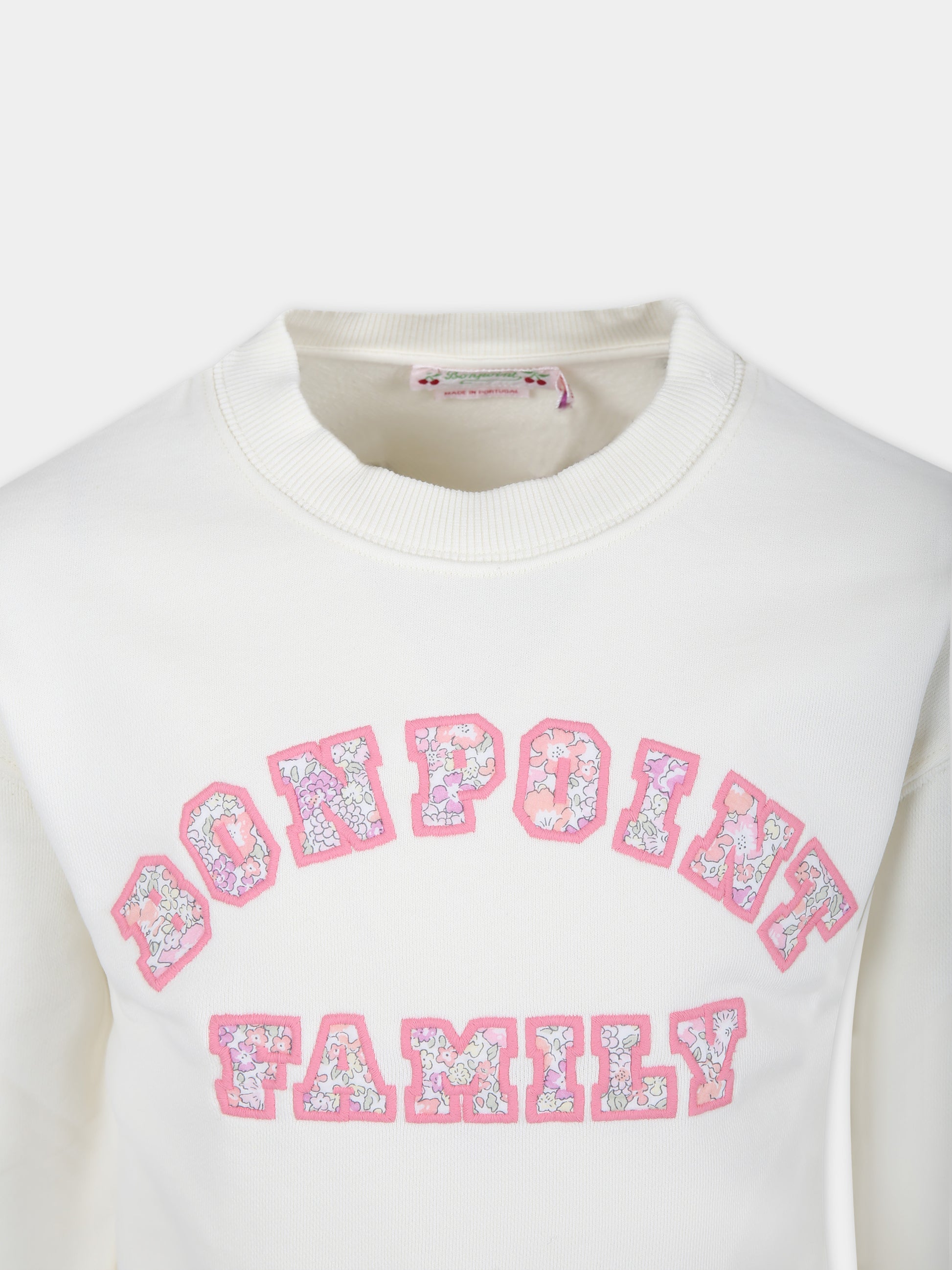 Felpa avorio per bambina con logo,Bonpoint,S04GSWK00002 104