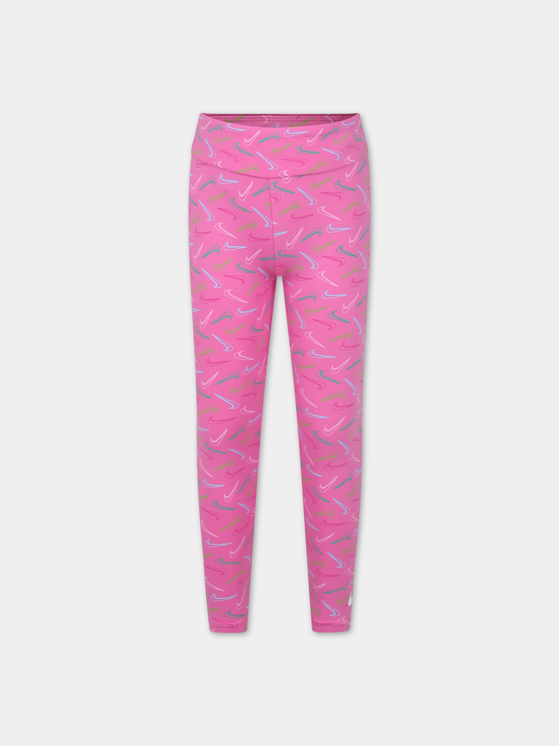 Leggings fucsia per bambina con swoosh multicolor,Nike,36L672 AFN