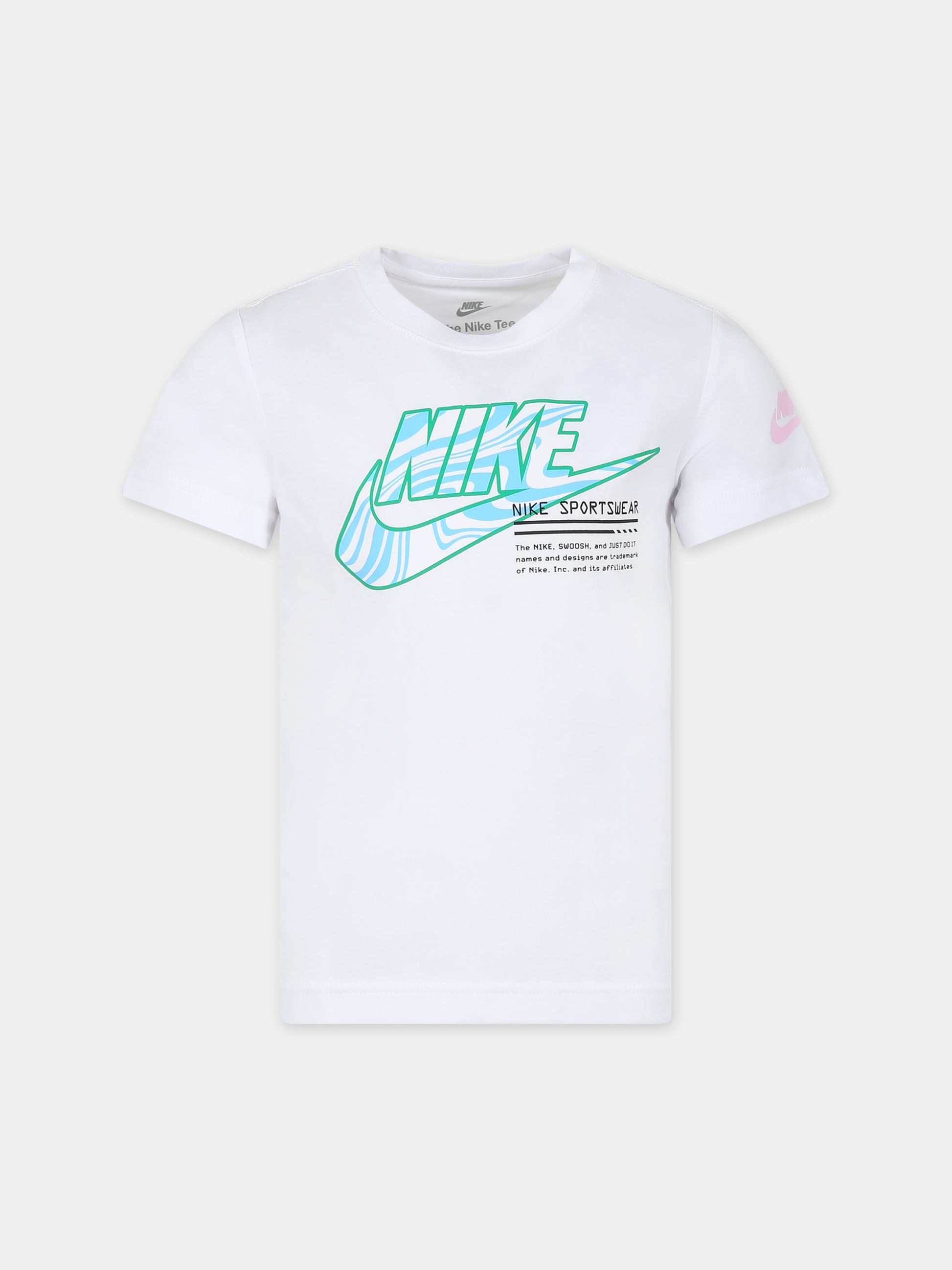 T-shirt bianca per bambino con logo e swoosh,Nike,86L823 001