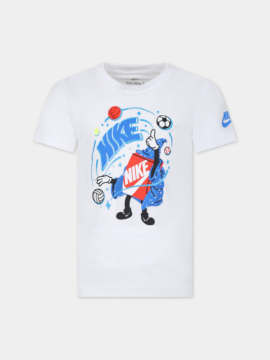T-shirt bianca per bambino con logo,Nike,86L871 001