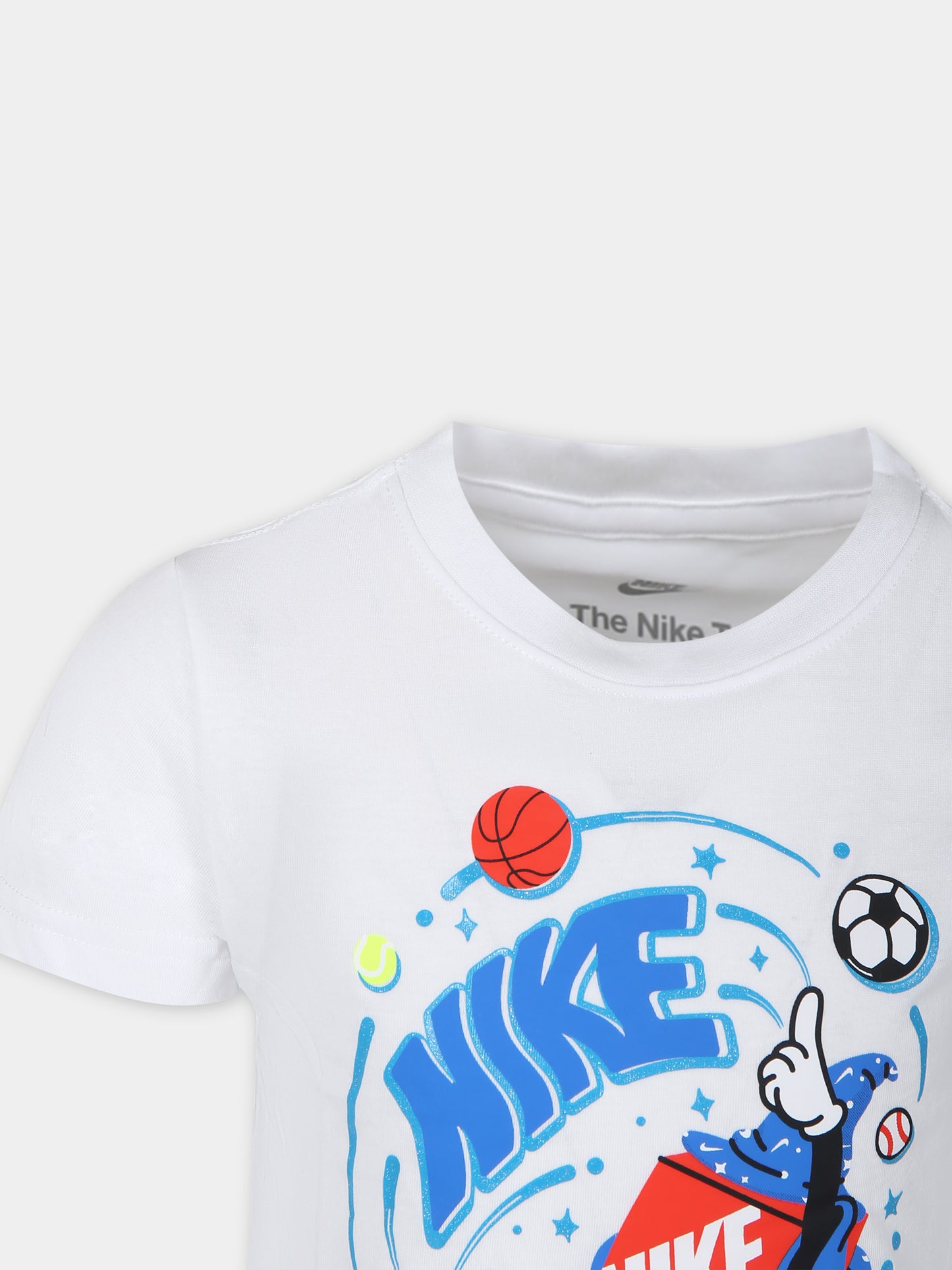 T-shirt bianca per bambino con logo,Nike,86L871 001