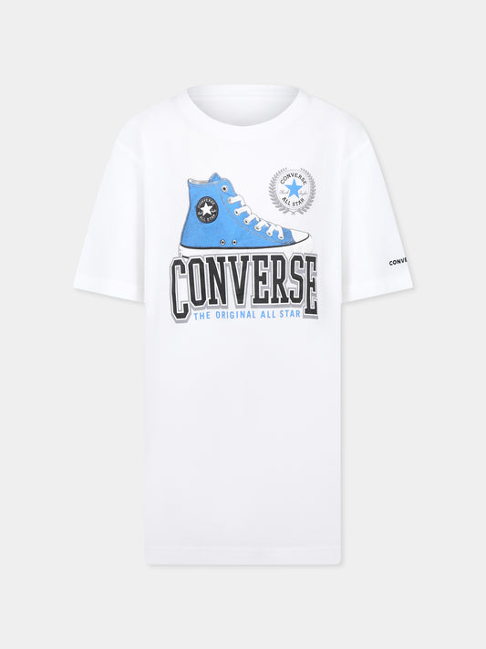 White t-shirt for boy with logo