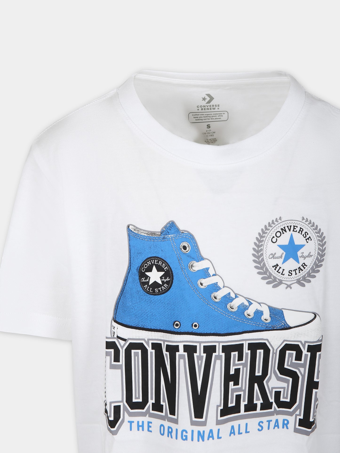 T-shirt bianca per bambino con logo,Converse,9CF315 001