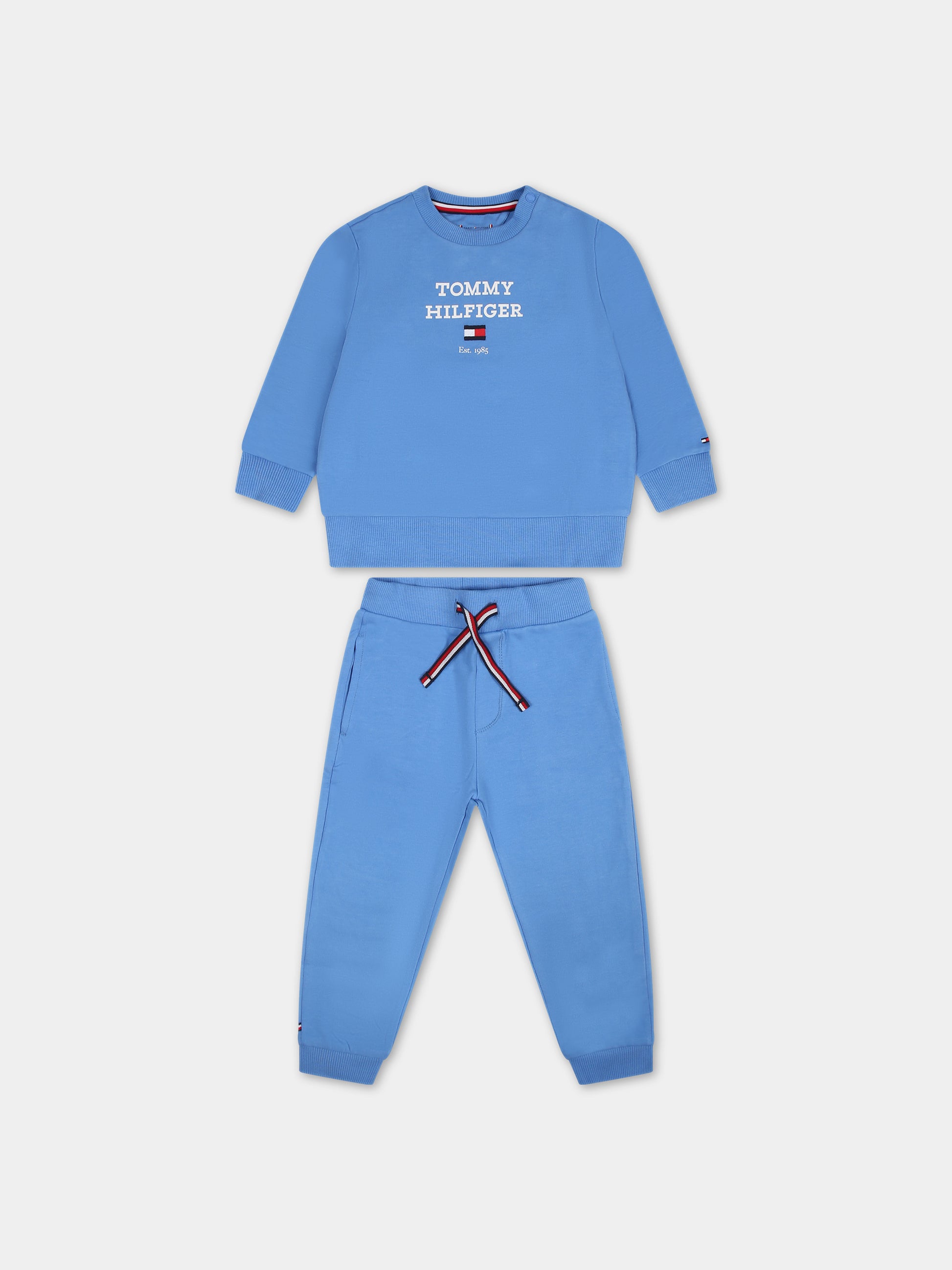 Completo azzurro per neonato con logo,Tommy Hilfiger Junior,23FMTHKN0KN01771J C30