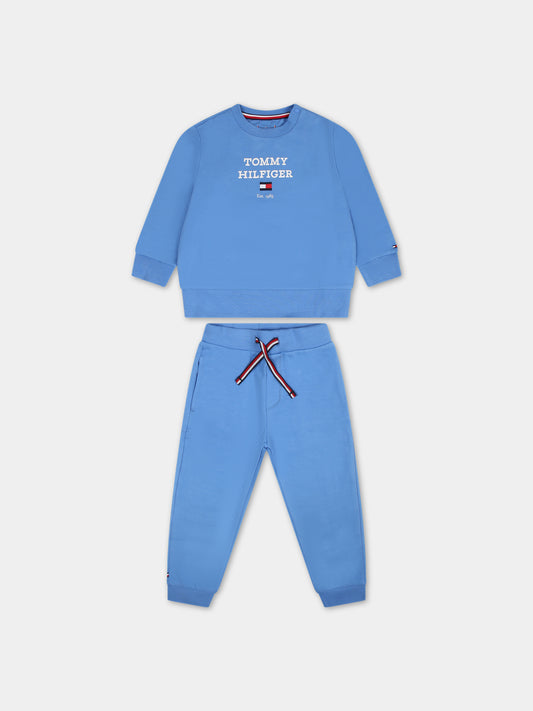 Completo azzurro per neonato con logo,Tommy Hilfiger Junior,23FMTHKN0KN01771J C30
