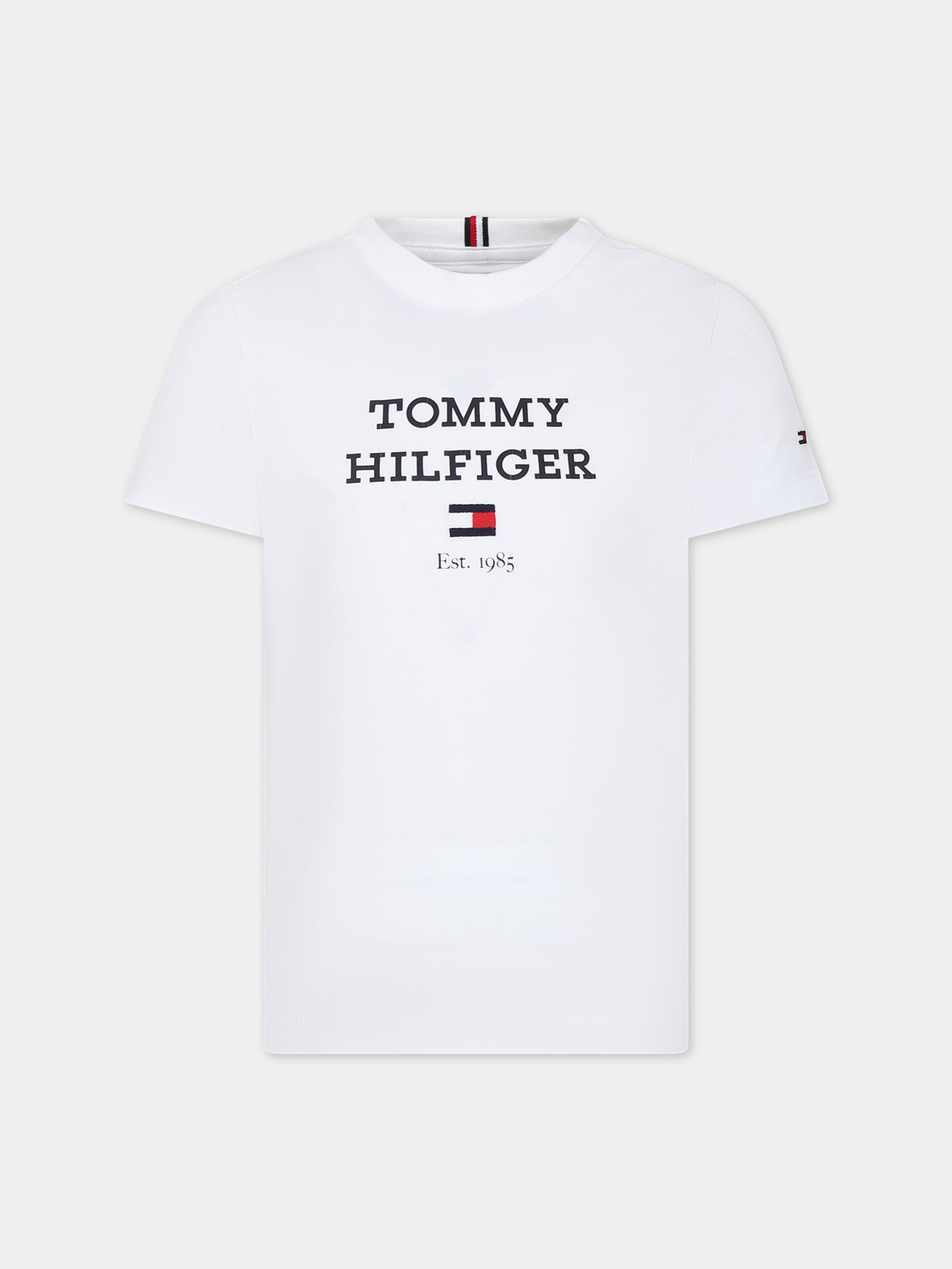 T-shirt bianca per bambini con logo,Tommy Hilfiger Junior,23FMTHKB0KB08671J YBR
