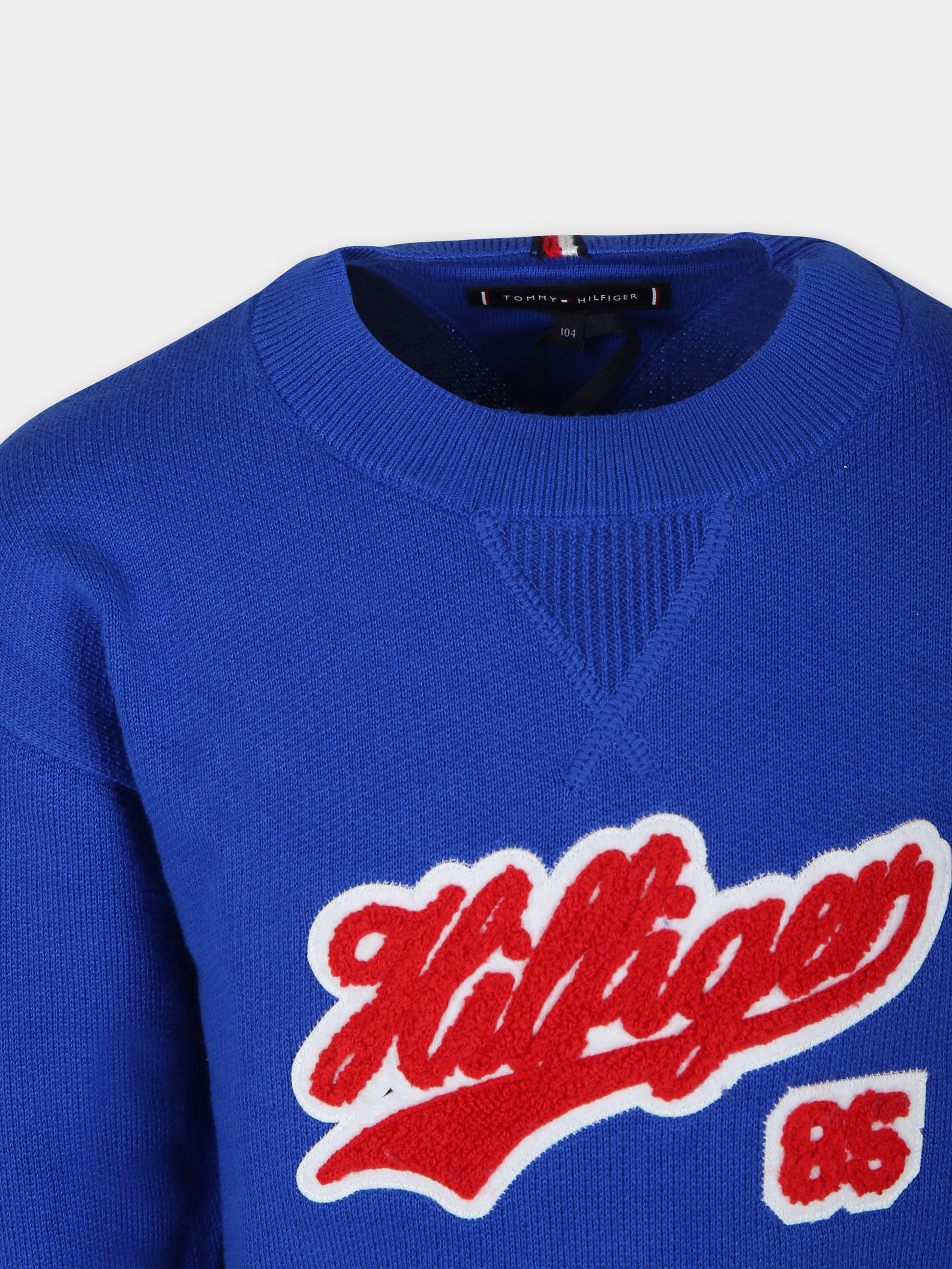 Maglione blu per bambino con logo,Tommy Hilfiger Junior,23FMTHKB0KB08724 C66