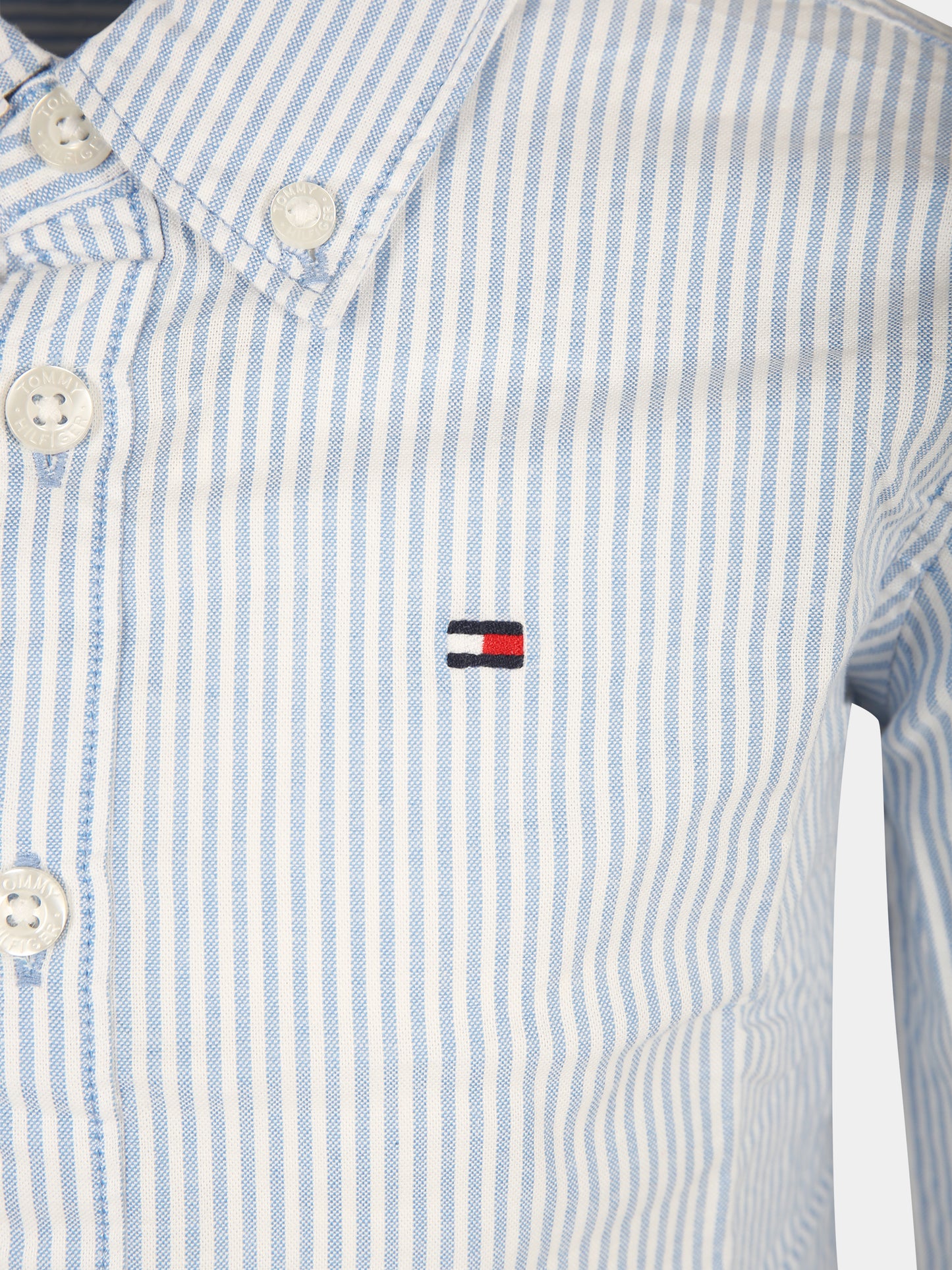 Camicia celeste a righe per bambino con logo,Tommy Hilfiger Junior,23FMTHKB0KB08729J 0A5