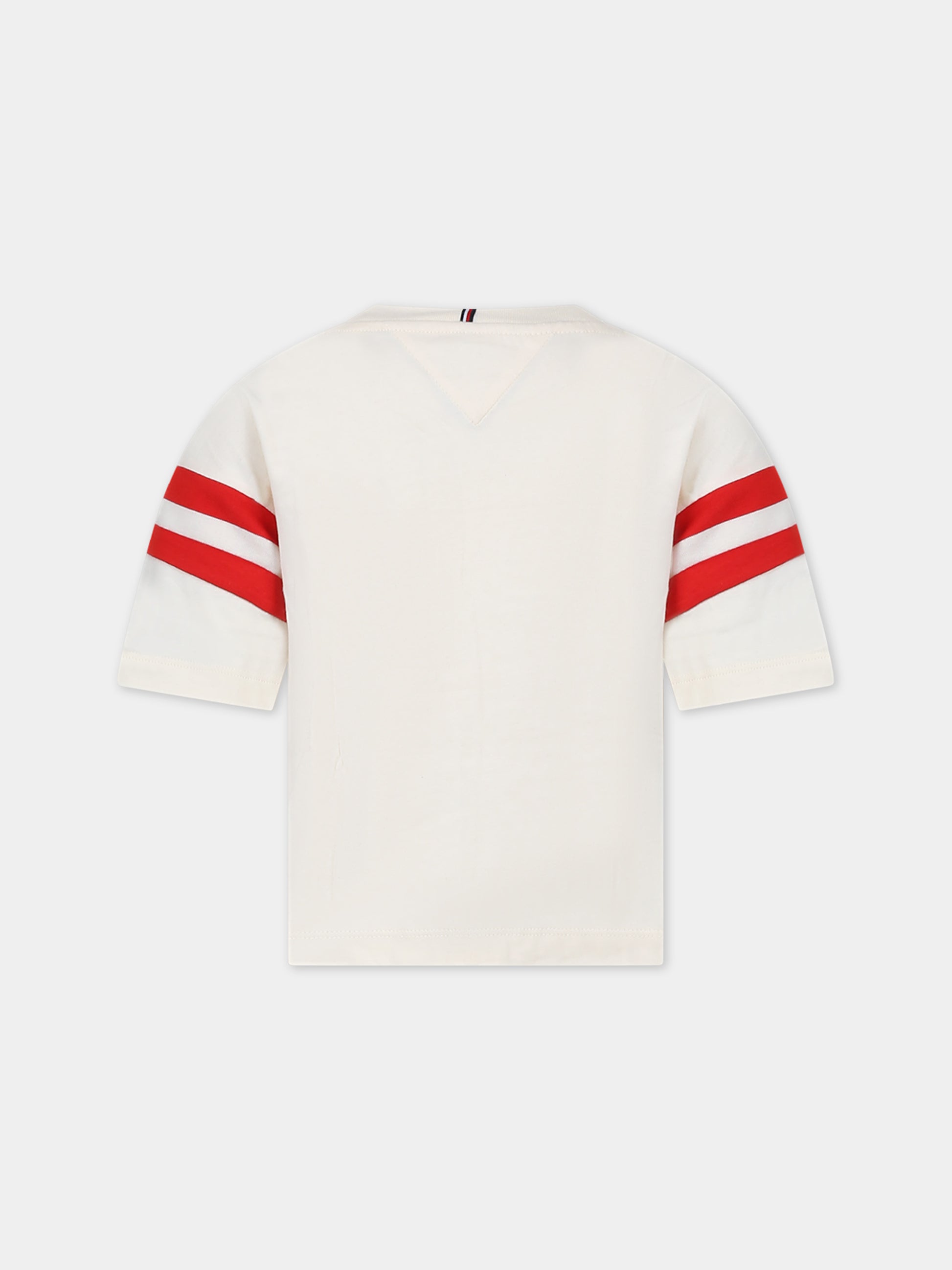 T-shirt avorio per bambina con logo,Tommy Hilfiger Junior,23FMTHKG0KG07717J AEF