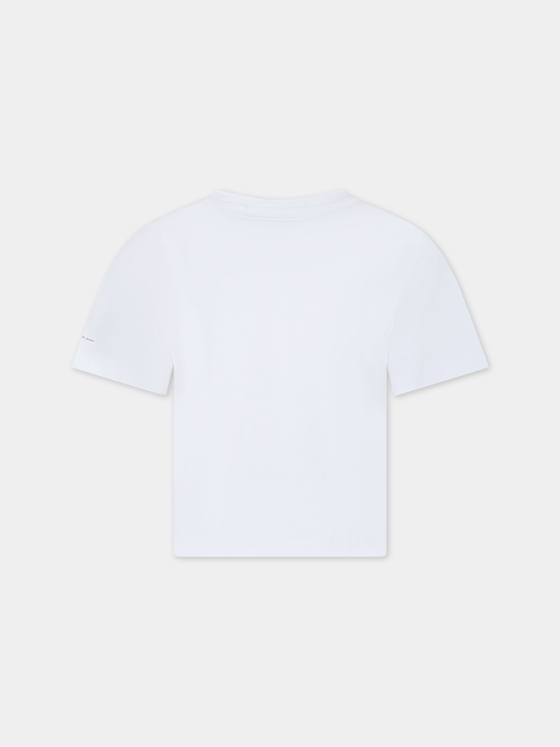 T-shirt bianca per bambina con logo,Calvin Klein Kids,23FMCKIG0IG02136 YAF