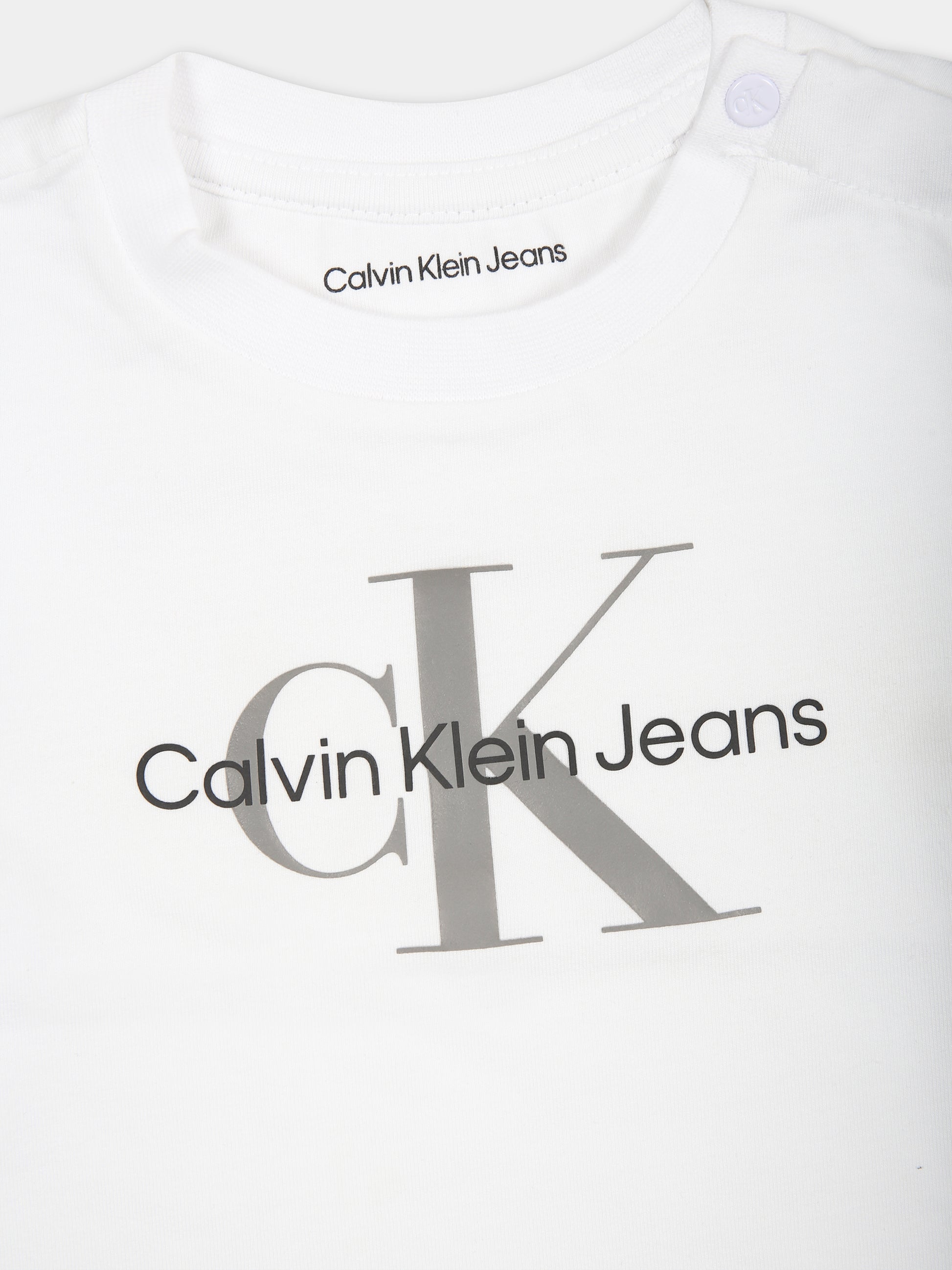 T-shirt bianca per neonati con logo,Calvin Klein Kids,23FMCKIN0IN00005 YAF