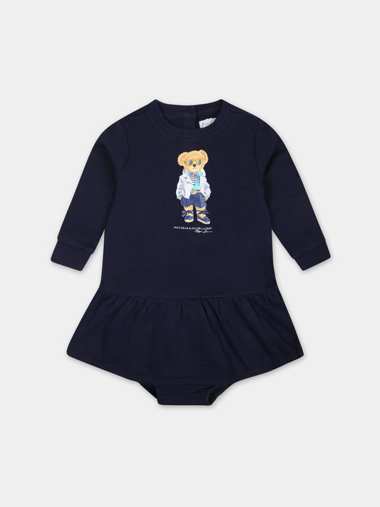 Vestito blu per neonata con Polo Bear,Ralph Lauren Kids,926020001