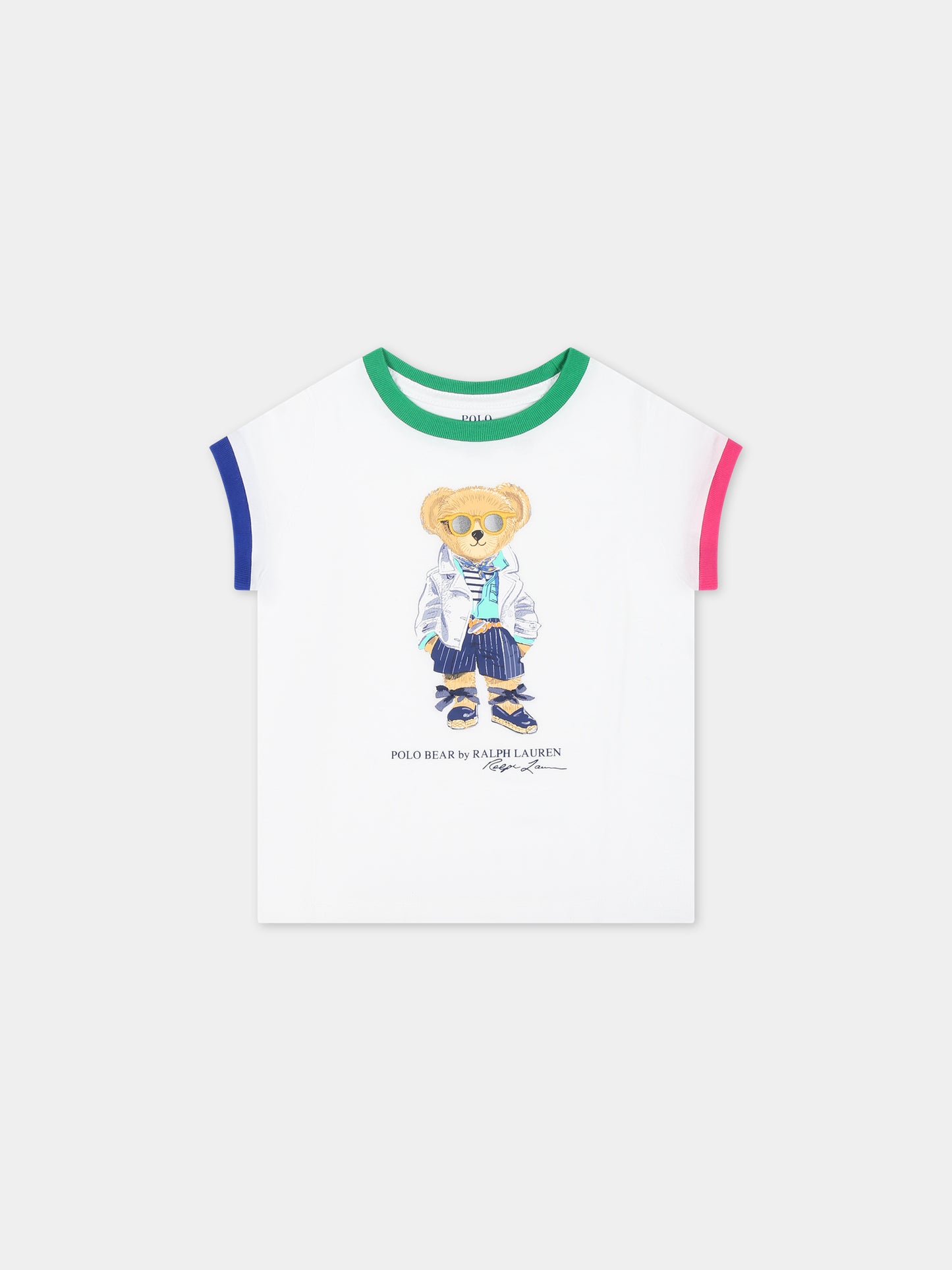 T-shirt bianca per neonata con Polo Bear,Ralph Lauren Kids,925999001