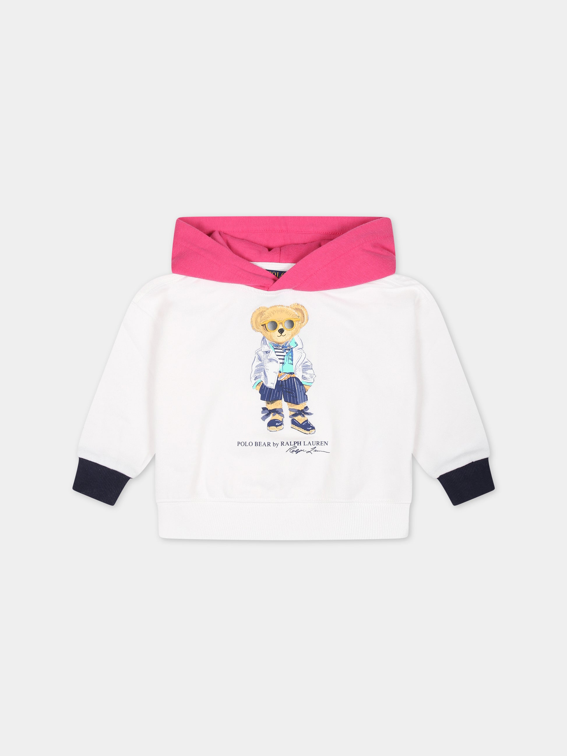 Felpa bianca per neonata con Polo Bear,Ralph Lauren Kids,926018001