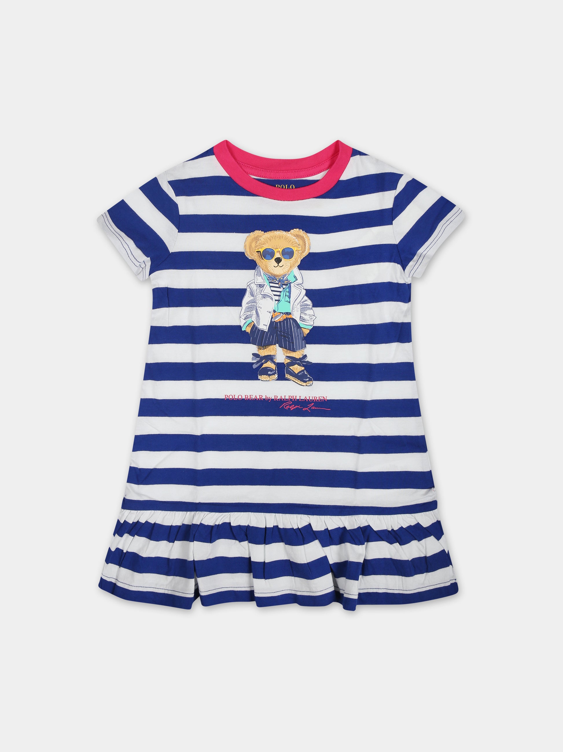 Vestito blu per neonata con Polo Bear,Ralph Lauren Kids,926019001