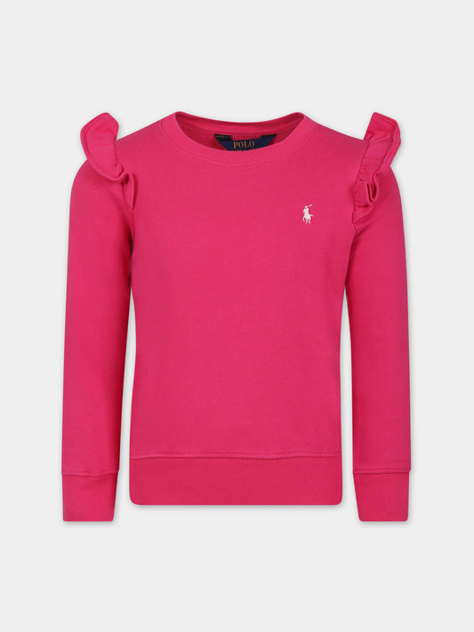 Felpa fucsia per bambina con cavallino,Ralph Lauren Kids,926497001