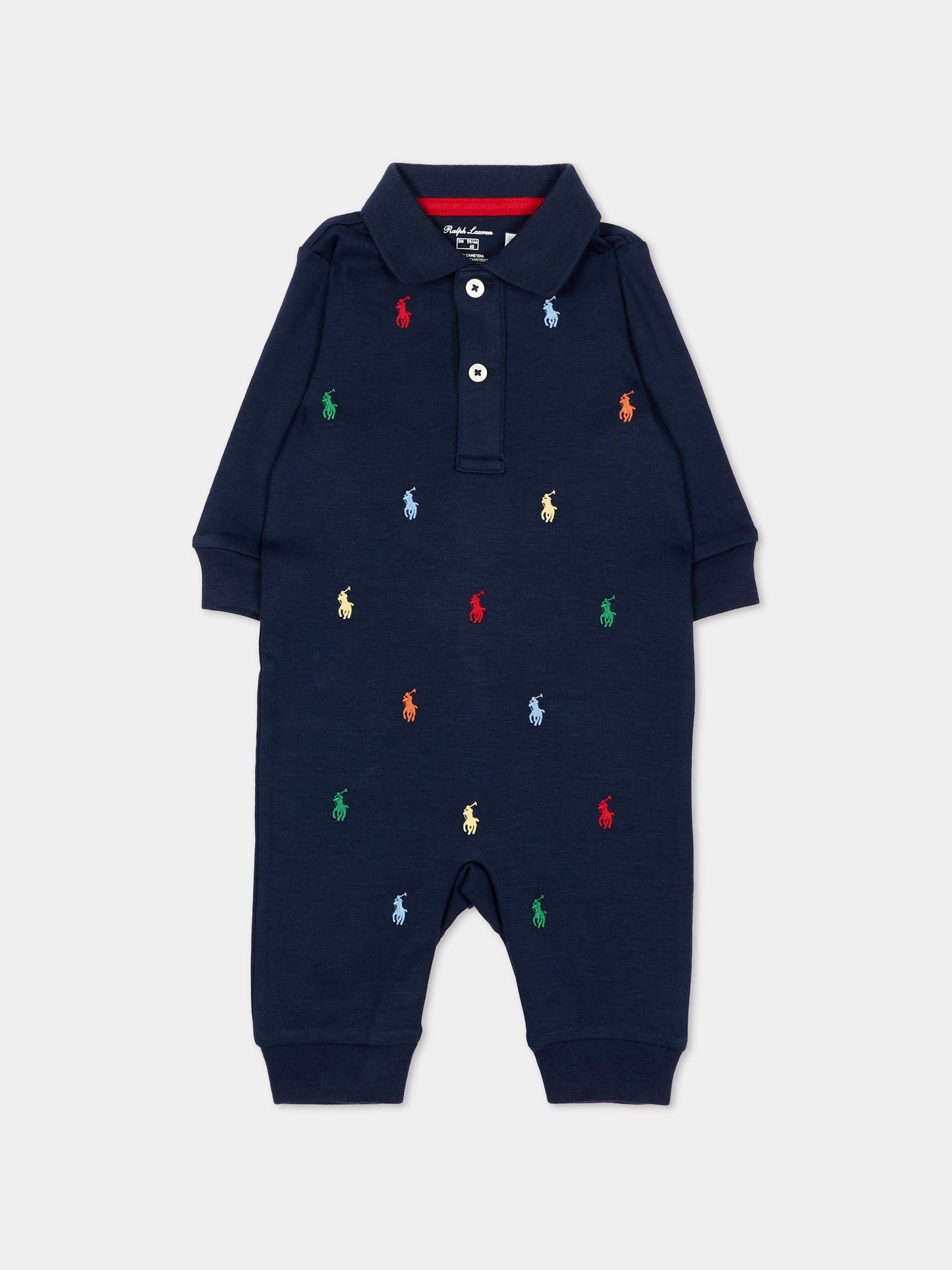 Blue romper for Baby Boy with multicolor Pony