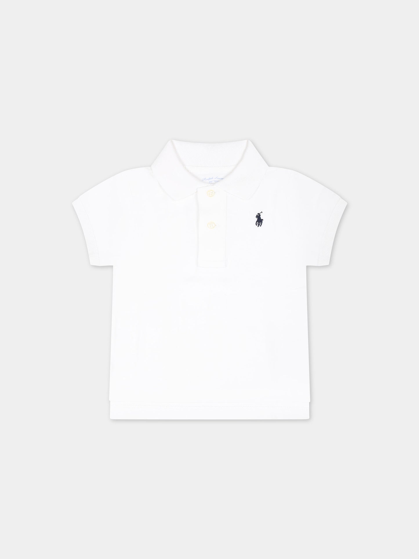 Polo a manica corta bianca per neonato con iconico Pony ricamato,Ralph Lauren Kids,570127001