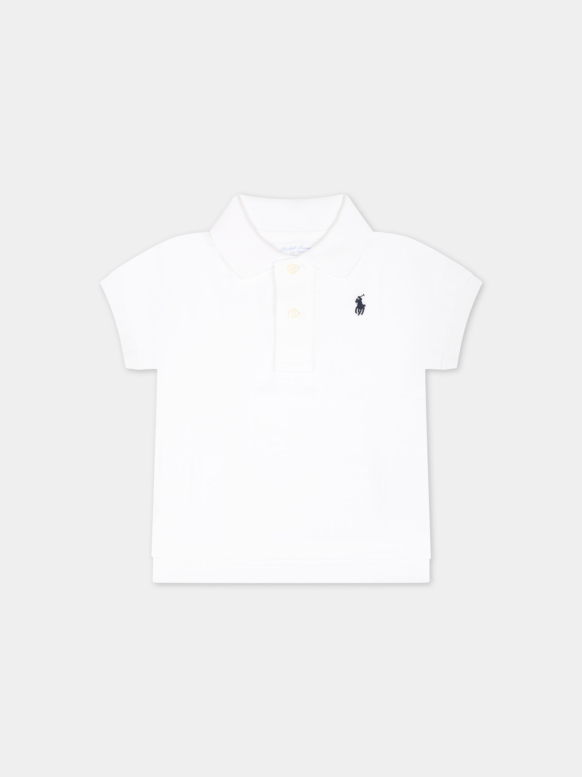 Polo a manica corta bianca per neonato con iconico Pony ricamato,Ralph Lauren Kids,570127001