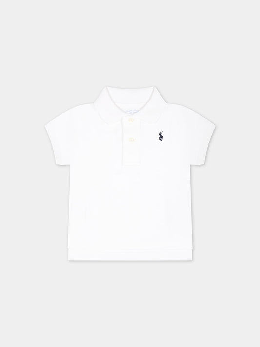 Polo a manica corta bianca per neonato con iconico Pony ricamato,Ralph Lauren Kids,570127001