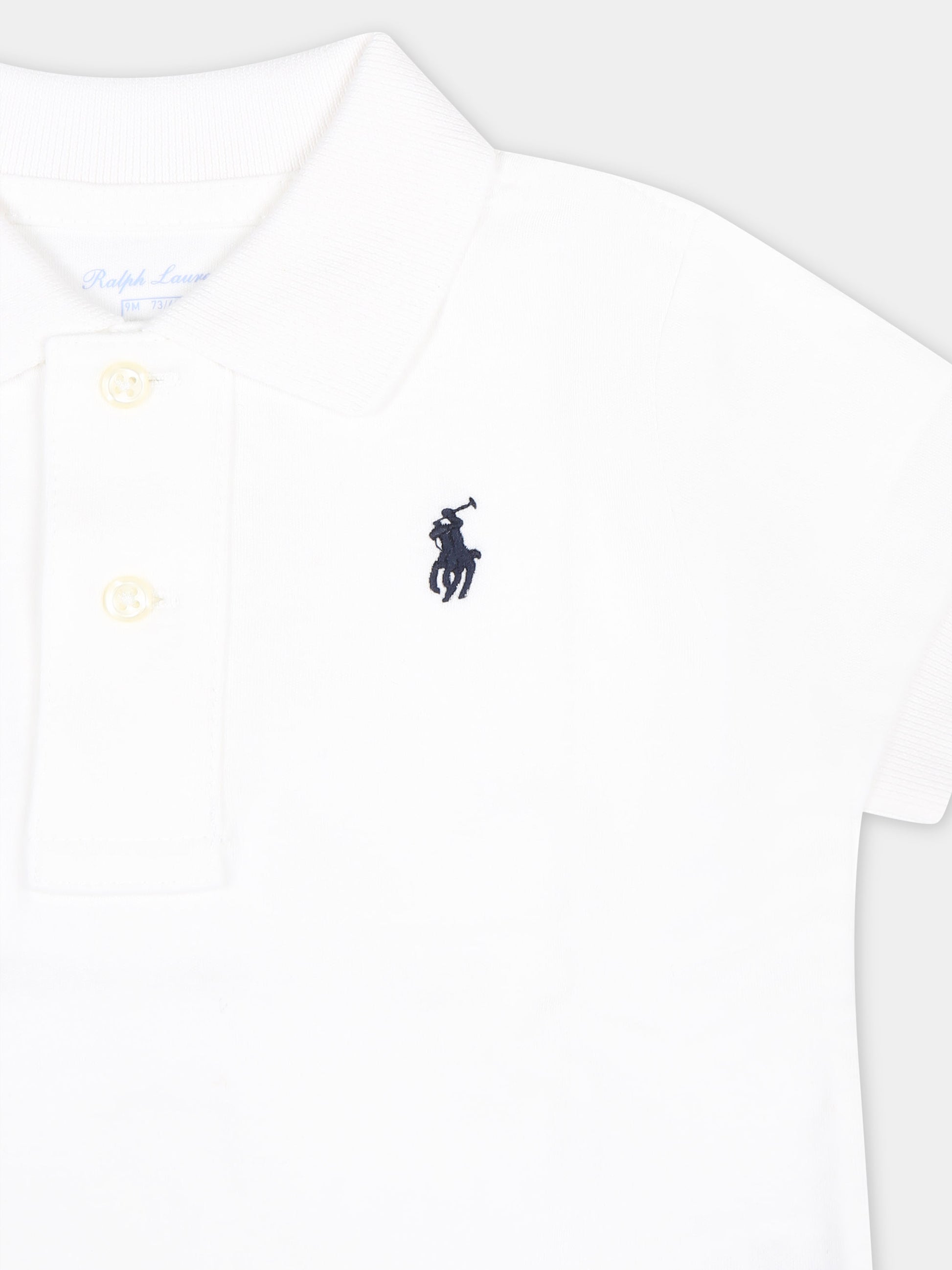 Polo a manica corta bianca per neonato con iconico Pony ricamato,Ralph Lauren Kids,570127001