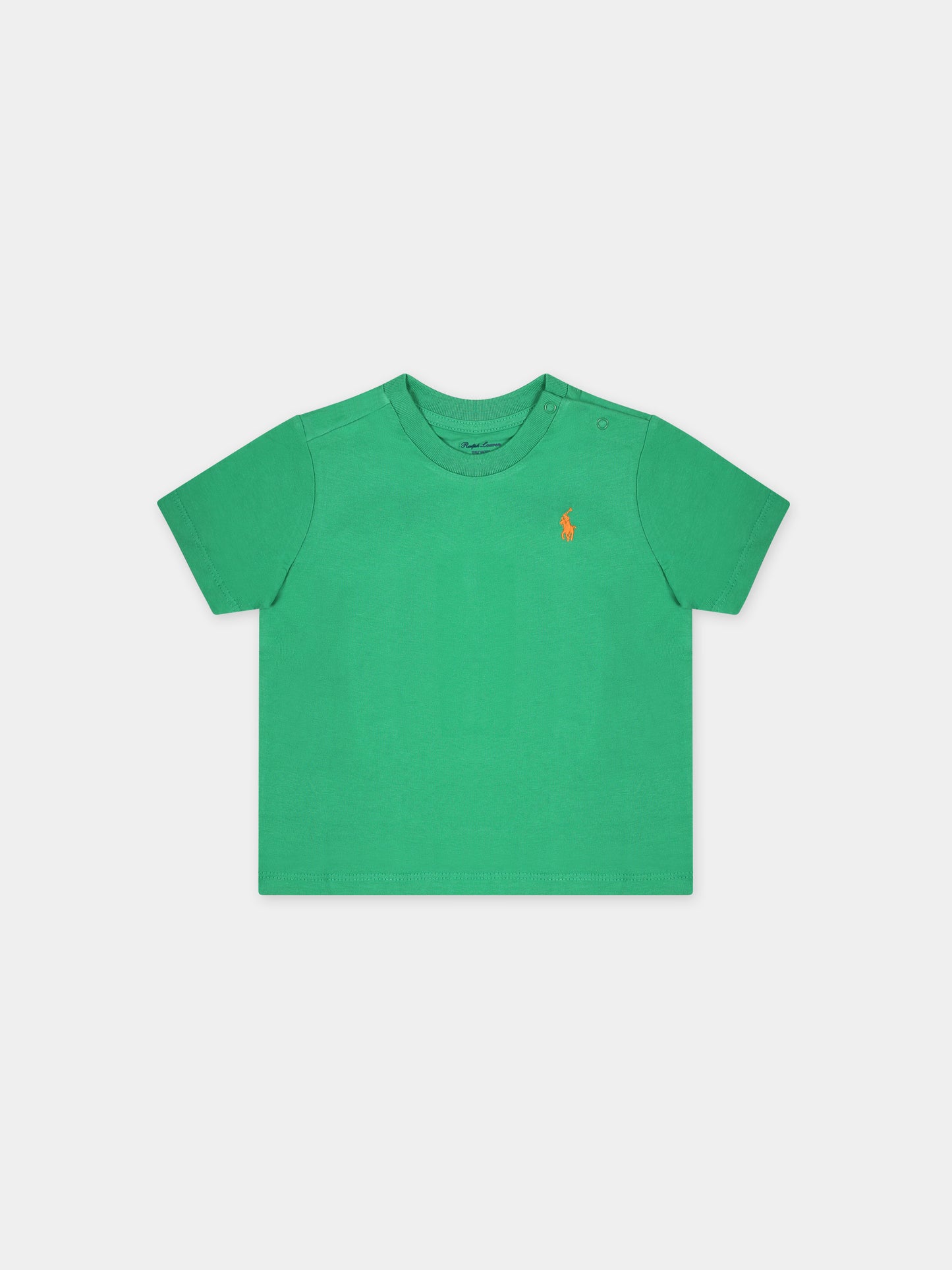 T-shirt verde per neonato con cavallino,Ralph Lauren Kids,832904116