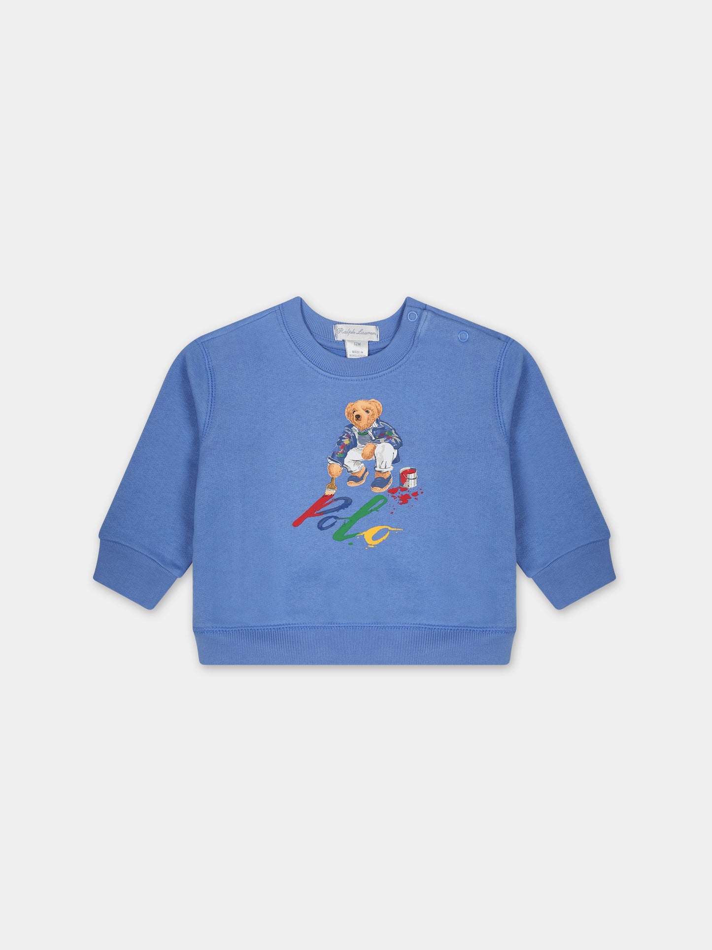 Felpa celeste per neonato con Polo bear,Ralph Lauren Kids,919722004
