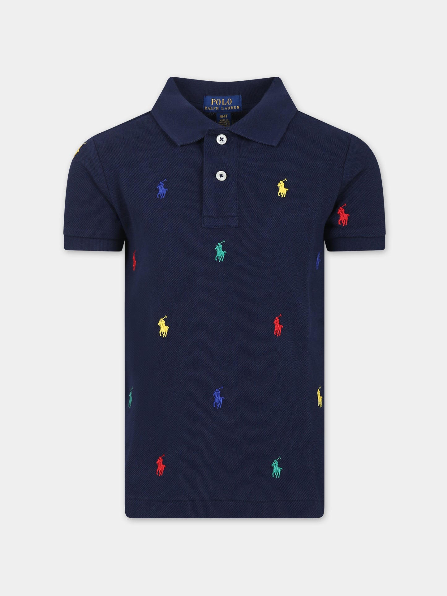 Polo blu per bambino con cavallino,Ralph Lauren Kids,882605005