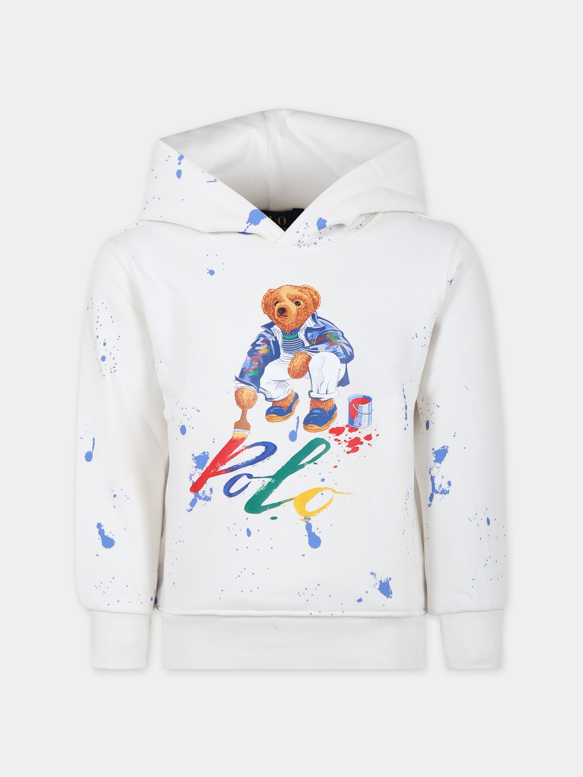 Felpa bianca per bambino Polo Bear,Ralph Lauren Kids,925582001