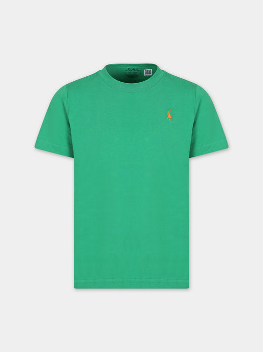T-shirt verde per bambino con cavallino,Ralph Lauren Kids,832904136