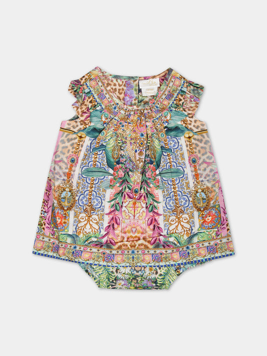 Vestito multicolor per neonata con stampa floreale,Camilla,00025804 FLOWNEPT