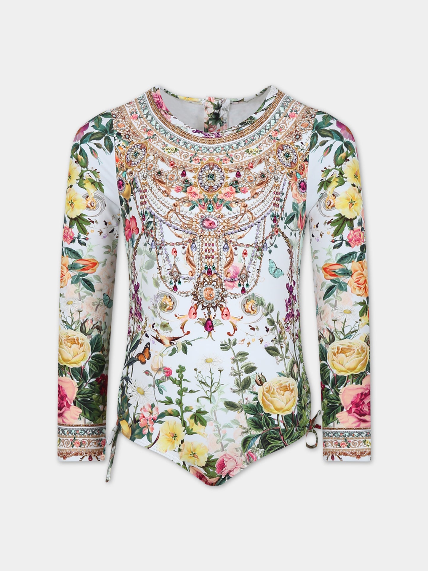 Costume per bambina con stampa floreale e strass,Camilla,00024989 RENAROMA